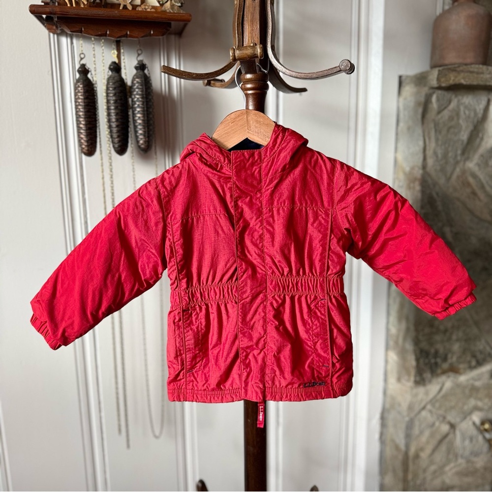 L.L. Bean Fleece Lined Red Hooded Jacket 12/18m